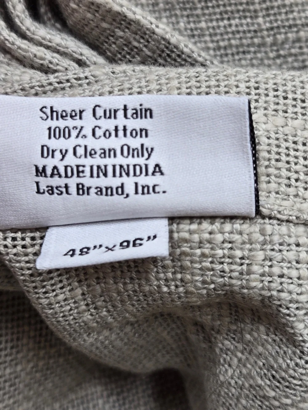 NWT QUINCE Set Of 2 48x96 Cotton Sheer Curtains Grey 9958